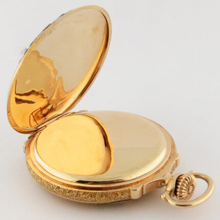 (SOLD) ELGIN 14K 12-Size Hunter Case High Relief False Box Hinge Multi-Color Gold - Image 7