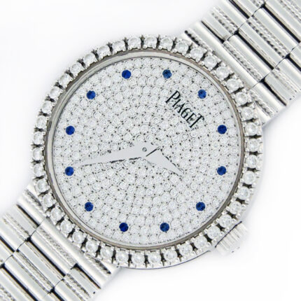 (SOLD) PIAGET G0A37043 18K Ladies Traditional Watch PAVE Diamond Dial & Bezel Hand-Wind Bracelet White Gold