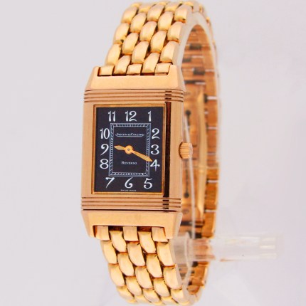(SOLD) JAEGER-LECOULTRE Reverso Classique Deco Hand-Wind Bracelet 18K Rose Gold 260.2.86 Ladies