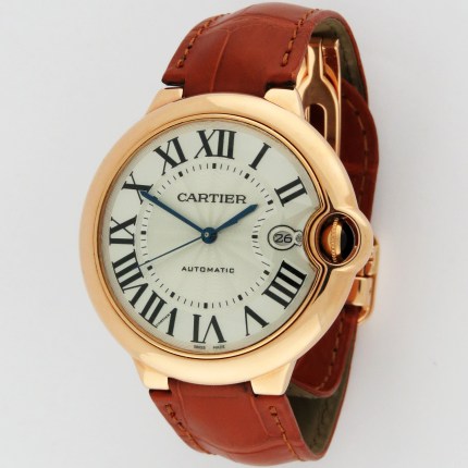 (SOLD) CARTIER W6900651 / 2999 Mens 18K Ballon Bleu Large Automatic 42mm Pink Gold