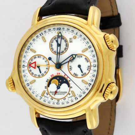 (SOLD) JAEGER LECOULTRE Grand Reveil Perpetual Calendar Alarm Automatic 18K Yellow Gold 180.110.990 Mens