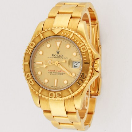 (SOLD) ROLEX Yacht-Master Midsize Automatic Bracelet 18K Yellow Gold 68628 Mens/Unisex
