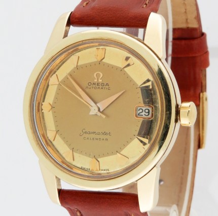 (SOLD) OMEGA Vintage Seamaster Calendar de Luxe Gold Dial Automatic 14K Yellow Gold 2849SC Mens