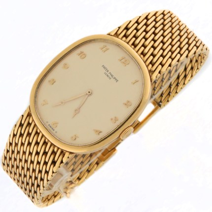 (SOLD) PATEK PHILIPPE Golden Ellipse Hand Wind Bracelet 18K Yellow Gold 3848 Mens/Unisex