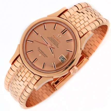 (SOLD) OMEGA Vintage Constellation Calendar Deluxe Brick Bracelet 18K Rose Gold 2954SC Mens