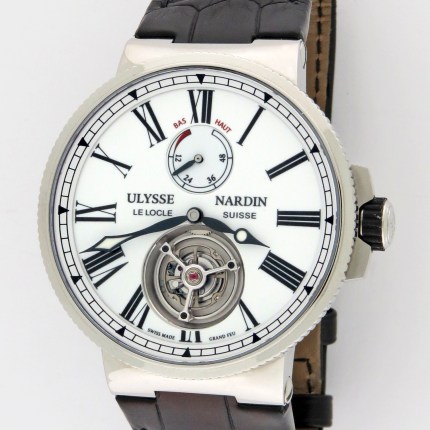 (SOLD) ULYSSE NARDIN 1283-181-E0 Stainless Steel Mens Marine Tourbillon Automatic 43mm SS