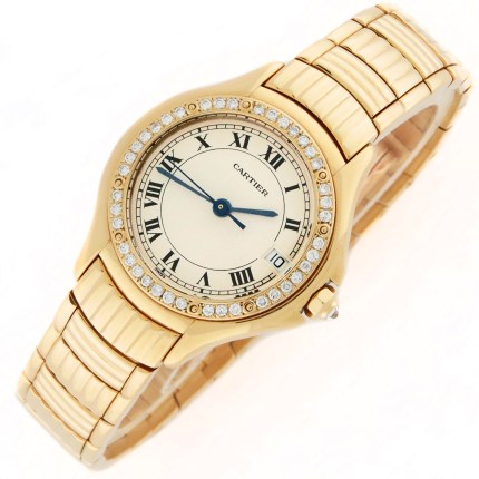(SOLD) CARTIER Cougar Factory Diamond Bezel Bracelet 18K Yellow Gold C887907 Ladies