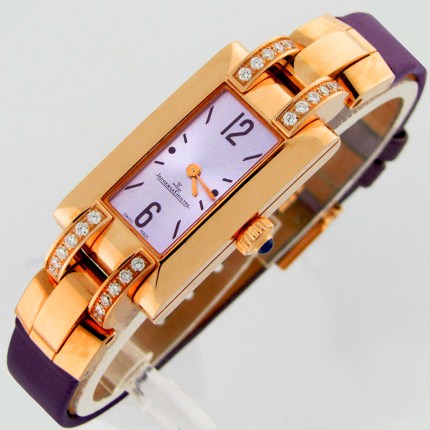 JAEGER-LECOULTRE Q4602581 / 460.2.08 18K Ladies Ideale Quartz Diamond Bezel Lavender Dial Rose Gold