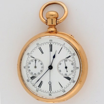 A. LANGE & SOHNE 18K 51mm Open Face Chronograph w/60 Minute Counter Yellow Gold