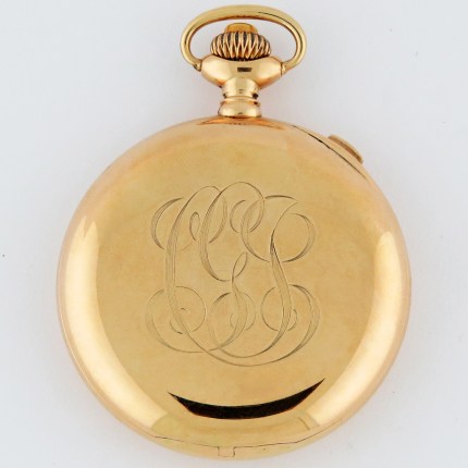 (SOLD) C.H. MEYLAN (SWISS) 14K  47mm Open Face Rattrapante Split Seconds Chronograph Yellow Gold #1 - Image 4