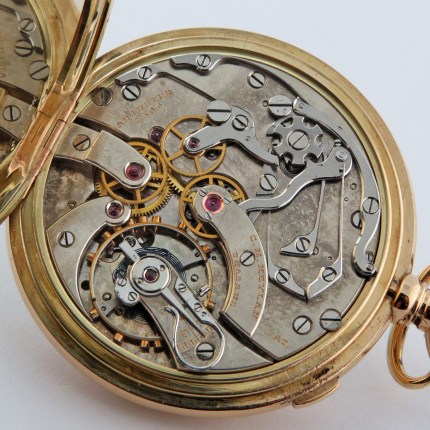 (SOLD) C.H. MEYLAN (SWISS) 14K  47mm Open Face Rattrapante Split Seconds Chronograph Yellow Gold #1 - Image 3