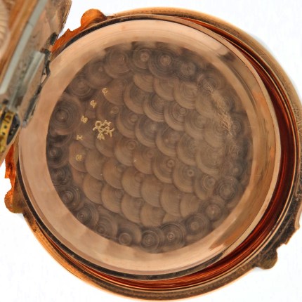 (SOLD) WALTHAM 14K 18-Size Bird Hunting Scene Multi-Color Dial Box Hinge Mint Case Multi-Color Solid Gold - Image 8