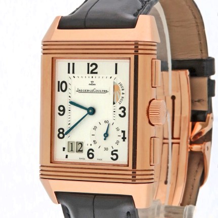JAEGER-LECOULTRE JLC 18K Rose Gold Reverso Grande GMT 8 Days Hand-Wind Rose Gold Mens Wrist Watch Model Reference Q3022420 Case Reference 240.2.18 with Box and Paper