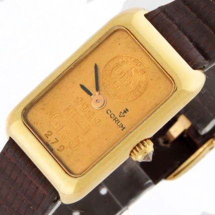 (SOLD) CORUM Vintage UBS Ingot Watch 5 Grams 5g Hand-Wind 18K/24K Yellow Gold 143000 Ladies