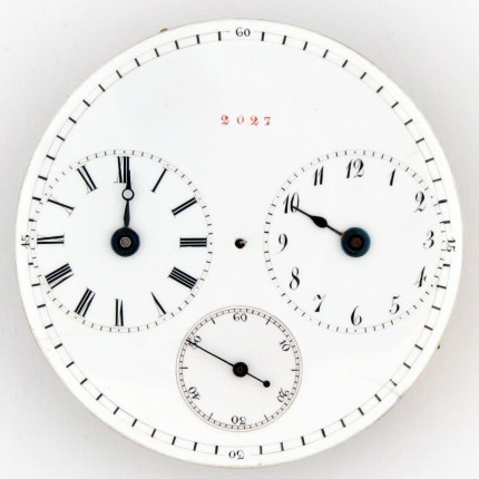 UNSIGNED (SWISS) 49mm Hunter Case Chinese Duplex Dual Time Captains Pocket Watch Movement Only