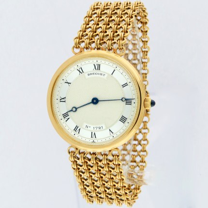(SOLD) BREGUET 18K Ladies Classique Hand-Wind Chainmail Bracelet 32mm Yellow Gold