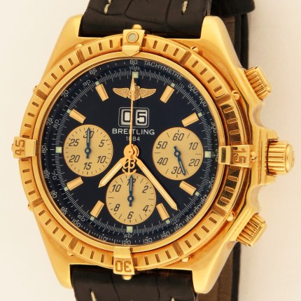 (SOLD) BREITLING K44355 Mens 18K Chronomat Crosswind Special Automatic Chronograph 44mm Yellow Gold