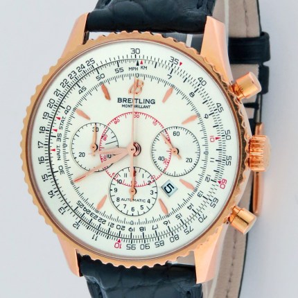 (SOLD) BREITLING Mens R41370 18K Navitimer Montbrilliant Automatic Chronograph 38mm Rose Gold