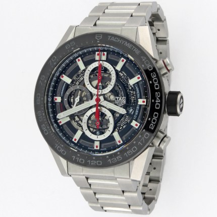 (SOLD) TAG HEUER CAR2A1W.BA0703 SS Mens Carrera Automatic Chronograph Calibre Heuer 01 Bracelet Stainless Steel 45mm