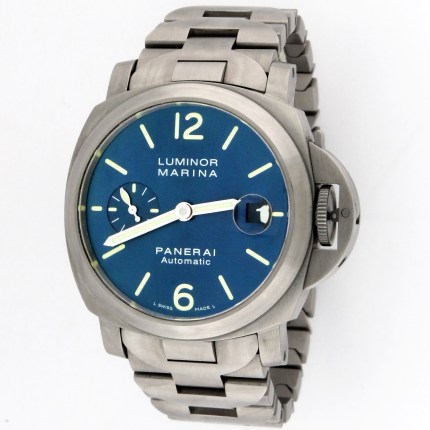 (SOLD) PANERAI PAM00283 Titanium Mens Luminor Marina Automatic Blue Dial Bracelet 40mm Ti