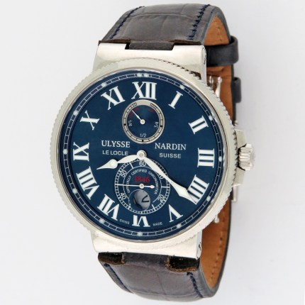 (SOLD) ULYSSE NARDIN 263-67 SS Mens Marine Chronometer Automatic Blue Dial 43mm Stainless Steel