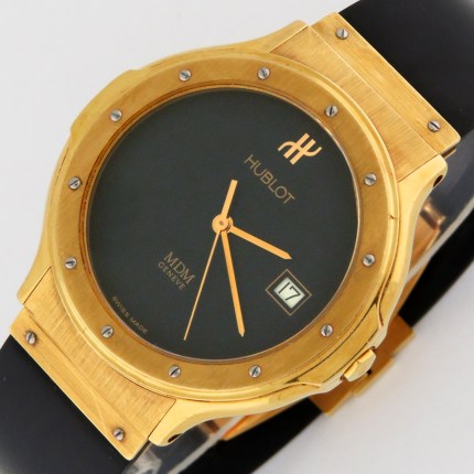 (SOLD) HUBLOT 152.10.3 18K Mens Classic MDM Geneve Quartz 36mm Yellow Gold on 18KY Deployant Buckle