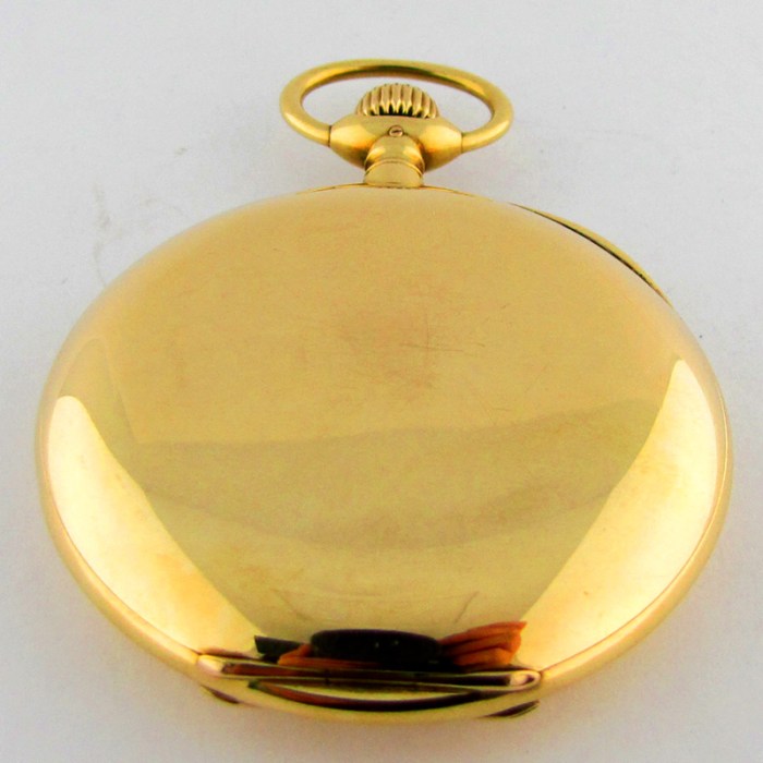 An excellent antique A. Lange & Söhne Hunter Case 14K Solid Pink Gold Pocket Watch with DUF Grade Movement. German Glashütte style with 3/4 plate design.