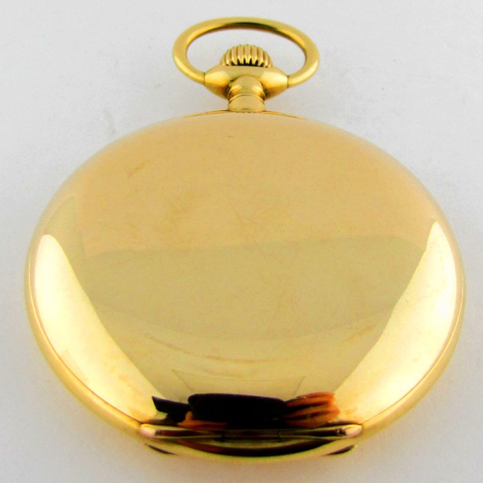 An excellent antique A. Lange & Söhne Hunter Case 14K Solid Pink Gold Pocket Watch with DUF Grade Movement. German Glashütte style with 3/4 plate design.