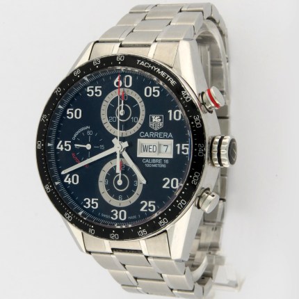 (SOLD) TAG HEUER CV2A10.BA0796 SS Mens Carrera Automatic Chronograph Calibre 16 Stainless Steel 43mm