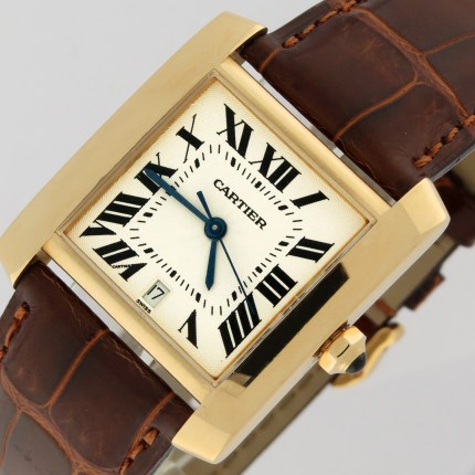 CARTIER Tank Française 18K Yellow Gold Automatic Watch 28x32mm 1840 Mens or Unisex Watch