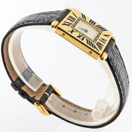 (SOLD) CARTIER W128228 18K Yellow Gold Ladies Obus Quadrant Quartz Enamel Bezel - Image 2