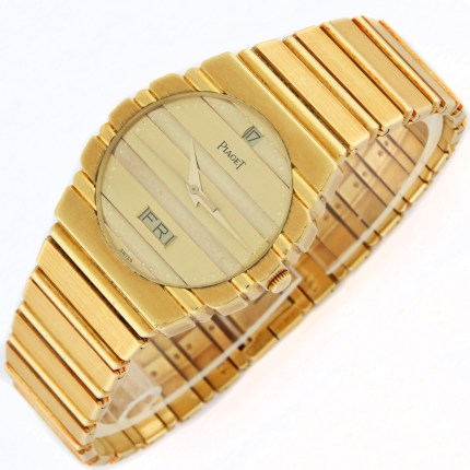 PIAGET 15562-C701 18K Yellow Gold Bracelet Polo Quartz Day and Date 32mm Mens Watch
