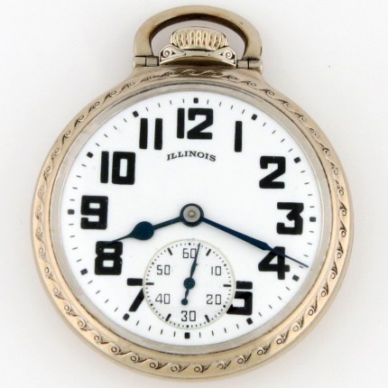ILLINOIS 16 Size 51mm Open Face Grade 161A Bunn Special 60-Hours 21j Type IIP Gold Filled Railroad Pocket Watch