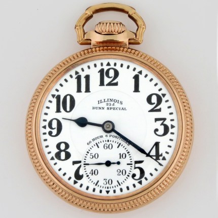 ILLINOIS 16 Size 51mm Open Face Grade 163 Bunn Special 60-Hours 23j Model 14 Gold Filled Railroad Pocket Watch