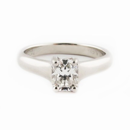 RING - TIFFANY & CO. Platinum 950 Ladies Lucida 0.70ct Diamond Solitaire Ring Rectangular Mixed Cut VVS1-H with Box & Paper