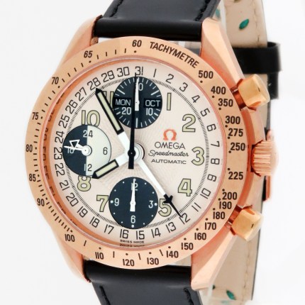 Omega 18K Rose Gold Speedmaster Day Date 38mm Mens Wristwatch 3623.33