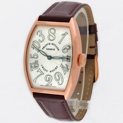 Franck Muller Crazy Hours Curvex Mens Wristwatch. 18K Rose Gold and automatic, reference 5850 CH. Retail price $28,600.