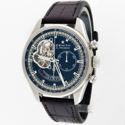Zenith El Primero Chronomaster Open Power Reserve Mens Automatic Chronograph Wristwatch. Model Reference 03.2080.4021. Stainless Steel, 42mm Diameter, Retail Price $9,800
