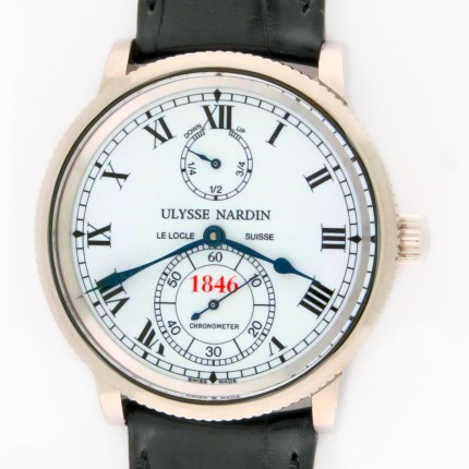 Ulysse Nardin Marine Chronometer 150th Anniversary Limited Edition 18K White Gold 260-22. 250pcs Made, 38mm. Comes with original limited edition certificate and chronometer certificate.