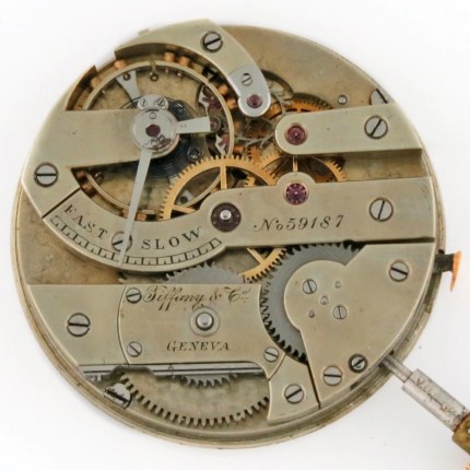 PATEK PHILIPPE TIFFANY & CO 44.5mm Wolf Teeth Winding & Counterpoised Mustache Lever Hunter Case Pocket Watch Movement Only