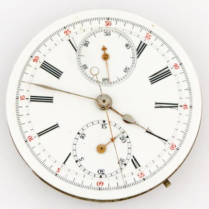 P.H. Huguenin Agassiz Ebauche 30min Chronograph Pocket Watch Movement Open Face 43mm. High grade Swiss Complicated Movement for Parts.