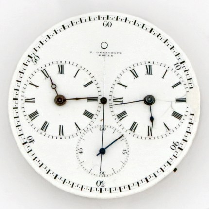Ultra-rare D. Delachaux Dual Time Pocket Watch Movement with Double Barrel and Quarter ¼ Seconds Jump. Circa 1850s