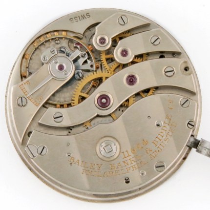 C.H. MEYLAN (SWISS) 30mm Bailey Banks & Biddle Private Label Hunter Case Pocket Watch Movement Only. Great Size for Wristwatch Conversion or for parts, in excellent condition.