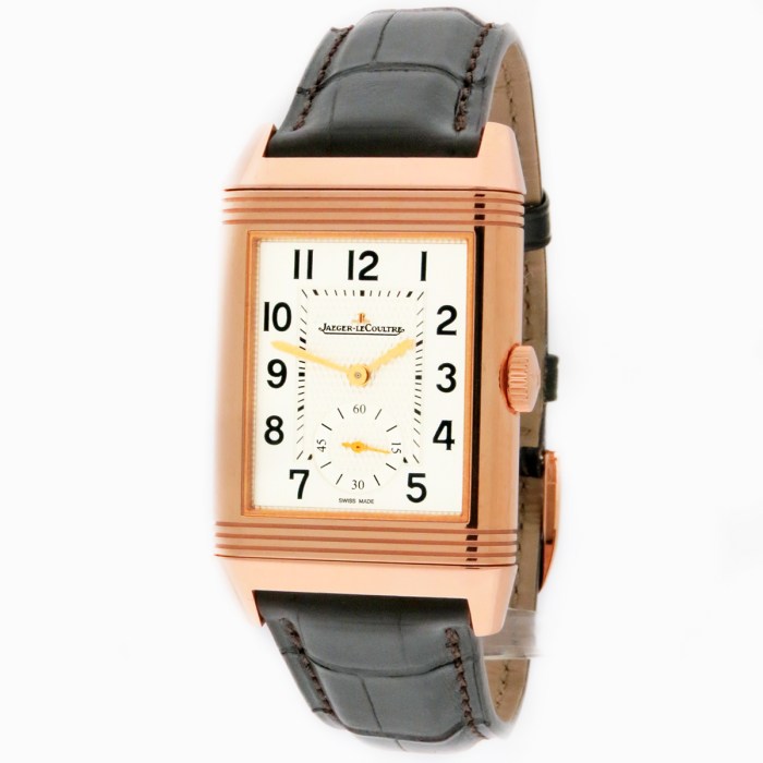 Jaeger-LeCoultre Ref Q3842520 / 215.2.D4 18K Pink Gold Reverso Classic Duoface Small Seconds Large Model Mens Watch. 28.3x47mm. Retail Price MSRP $25,000.