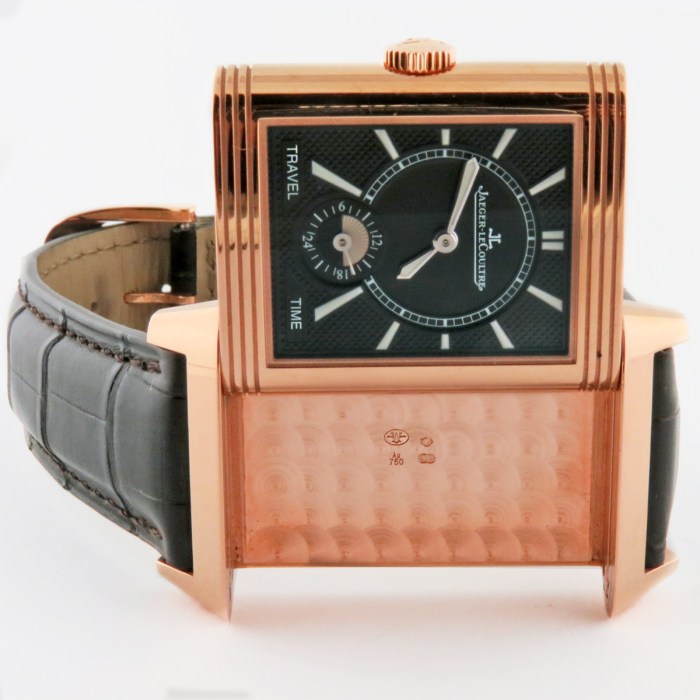 Jaeger-LeCoultre Ref Q3842520 / 215.2.D4 18K Pink Gold Reverso Classic Duoface Small Seconds Large Model Mens Watch. 28.3x47mm. Retail Price MSRP $25,000.