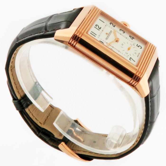 Jaeger-LeCoultre Ref Q3842520 / 215.2.D4 18K Pink Gold Reverso Classic Duoface Small Seconds Large Model Mens Watch. 28.3x47mm. Retail Price MSRP $25,000.