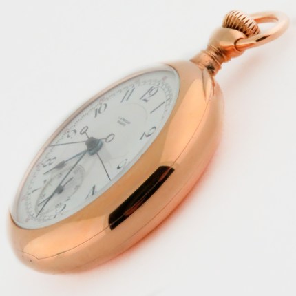 (SOLD) C.H. MEYLAN (SWISS) 18K 48mm Open Face Split Seconds Chronograph Rattrapante Pink Gold Heavy Case - Image 6