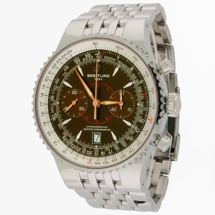 BREITLING Mens SS Navitimer Montbrillant Legende Bronze Dial Automatic Chronograph on Bracelet 47mm Stainless Steel. Retail Price (MSRP) $7120
