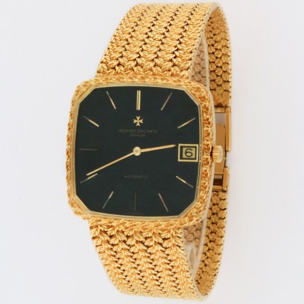 Rare Vacheron Constantin Vintage 18K Solid Yellow Gold Woven Mesh Bracelet Automatic Mens Wristwatch. Reference 44019, Caliber K1121 Automatic Movt. 32x30.5mm