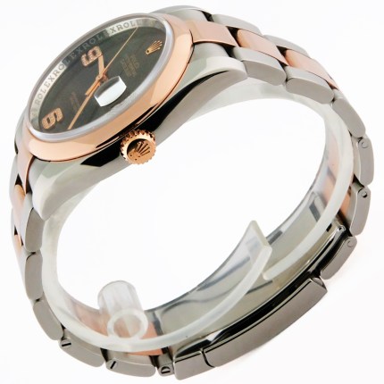 (SOLD) ROLEX 116201 Mens/Unisex 2-Tone 18KR & SS Datejust Chocolate Floral Dial Diamond Markers Smooth Bezel Rehaut Random Serial Stainless Steel and Rose Gold 36mm - Image 2